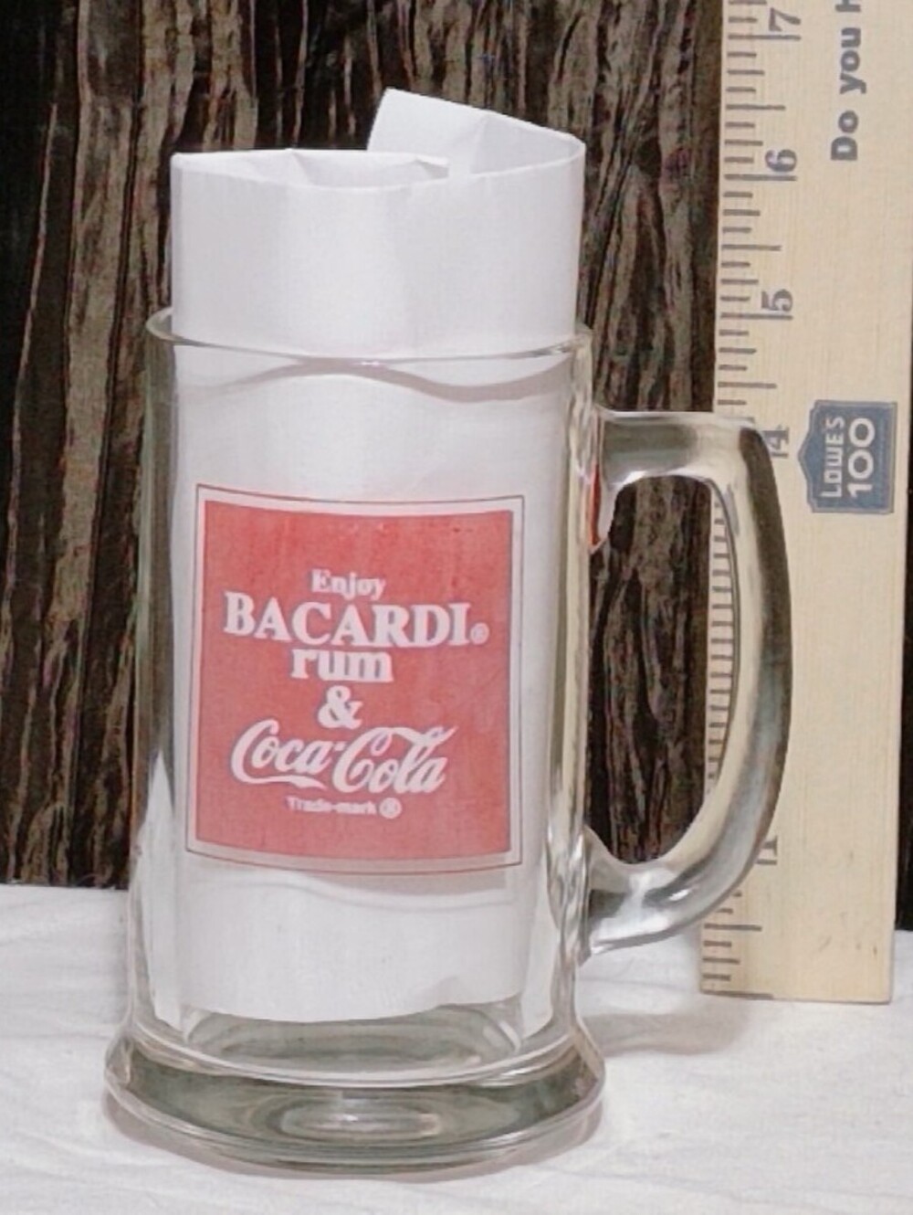 Vintage Bacardi Rum & Coca-Cola Glass Beer Mug